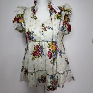 NWT Anthropologie Love the Label Helena Ivory Top size M